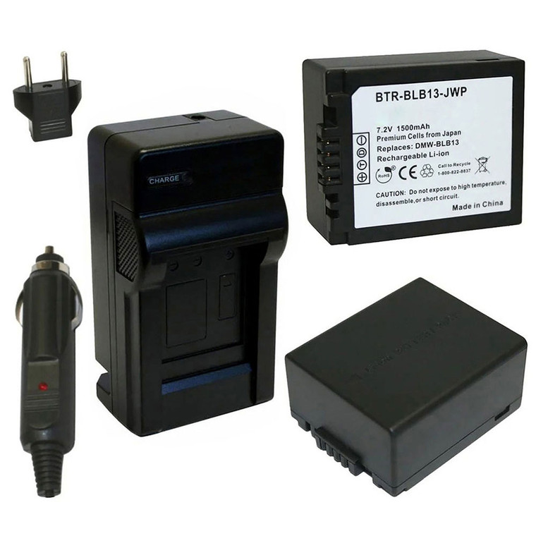 Replacement Battery Kit for Panasonic G1K (2-Pack, 1500mAh) + Charger & Car Adapter