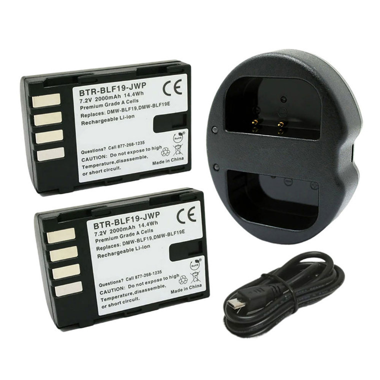 Replacement Battery Kit for Panasonic Lumix DC-G9 (2-Pack, 2000mAh) + Dual USB Charger