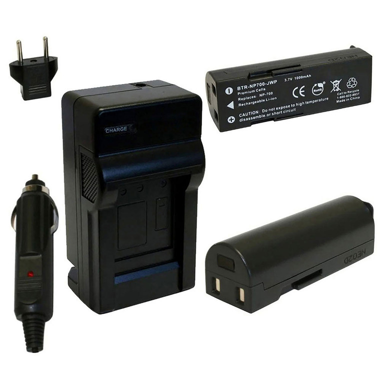 Replacement Battery Kit for Pentax D-LI72 (2-Pack, 1000mAh) + Charger & Car Adapter