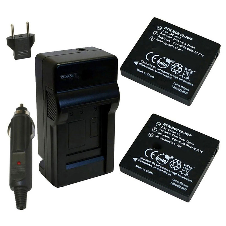 Replacement Battery Kit for Ricoh Caplio R7 (2-Pack, 1300mAh) + Charger & Car Adapter