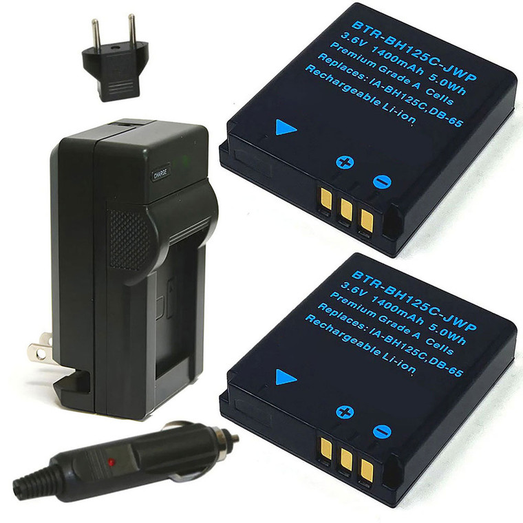Replacement Battery Kit for Ricoh G600 (2-Pack, 1400mAh) + Charger & Car Adapter