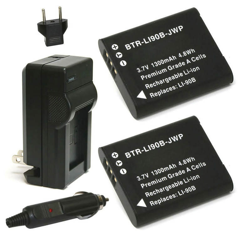 Replacement Battery Kit for Ricoh GR IIIx HDF (2-Pack, 1300mAh) + Charger & Car Adapter