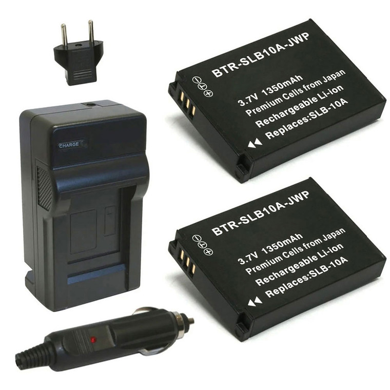 Replacement Battery Kit for Samsung L210 (2-Pack, 1350mAh) + Charger & Car Adapter