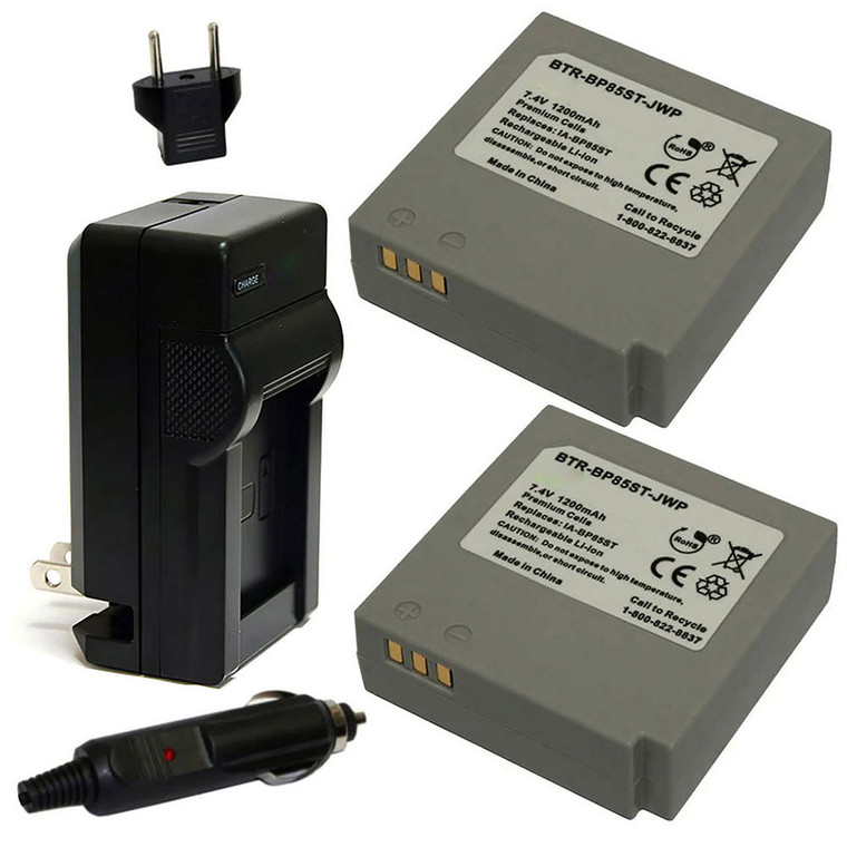 Replacement Battery Kit for Samsung VP-MX10 (2-Pack, 1200mAh) + Charger & Car Adapter