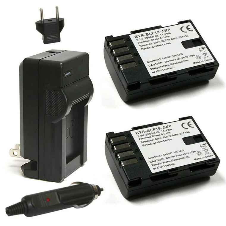 Replacement Battery Kit for Sigma fp (2-Pack, 2000mAh) + Charger & Car Adapter