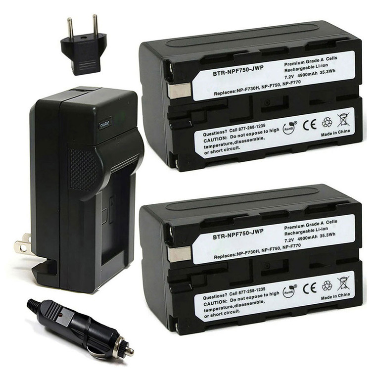 Replacement Battery Kit for Sony CCD-SC5 (2-Pack, 4900mAh) + Charger with EU Plug & 12V Car Adapter