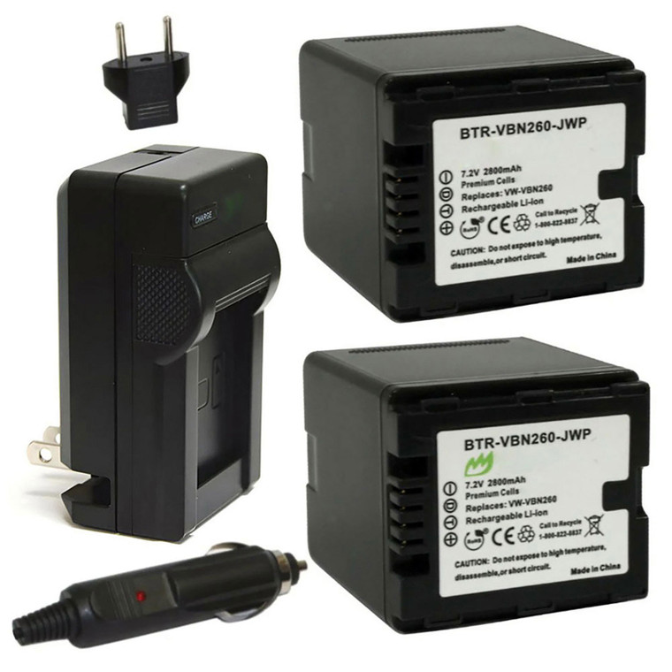 Panasonic VW-VBN260 - Charger with EU Plug & Car Adapter