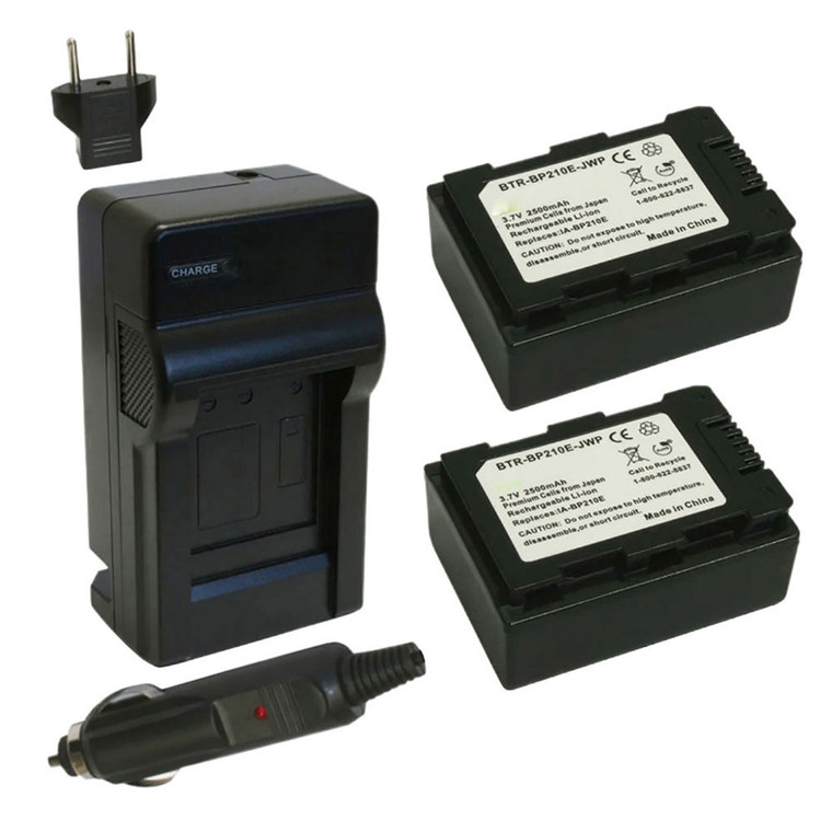 Replacement Battery Kit for Samsung IA-BP210E (2-Pack, 2500mAh) + Charger & Car Adapter
