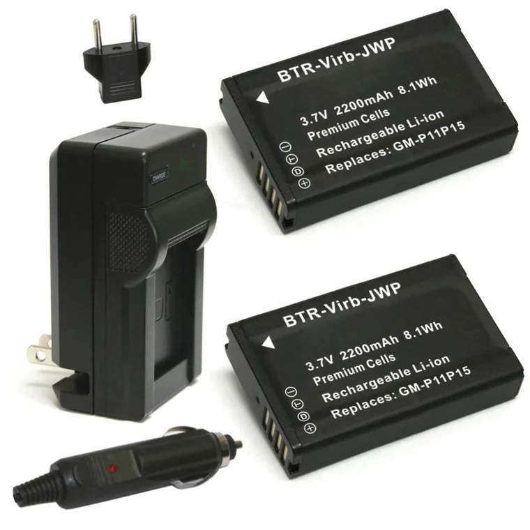 Replacement Battery Kit for Garmin Alpha 200i (2-Pack, 2200mAh) + Charger & Car Adapter