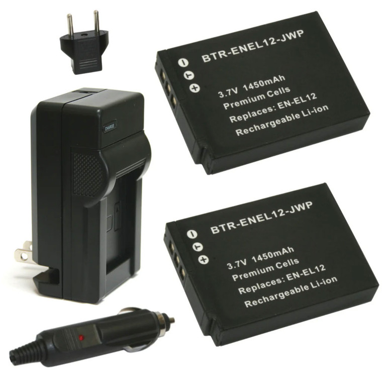 Replacement Battery Kit for Nikon P310 (2-Pack, 1450mAh) + Charger & Car Adapter