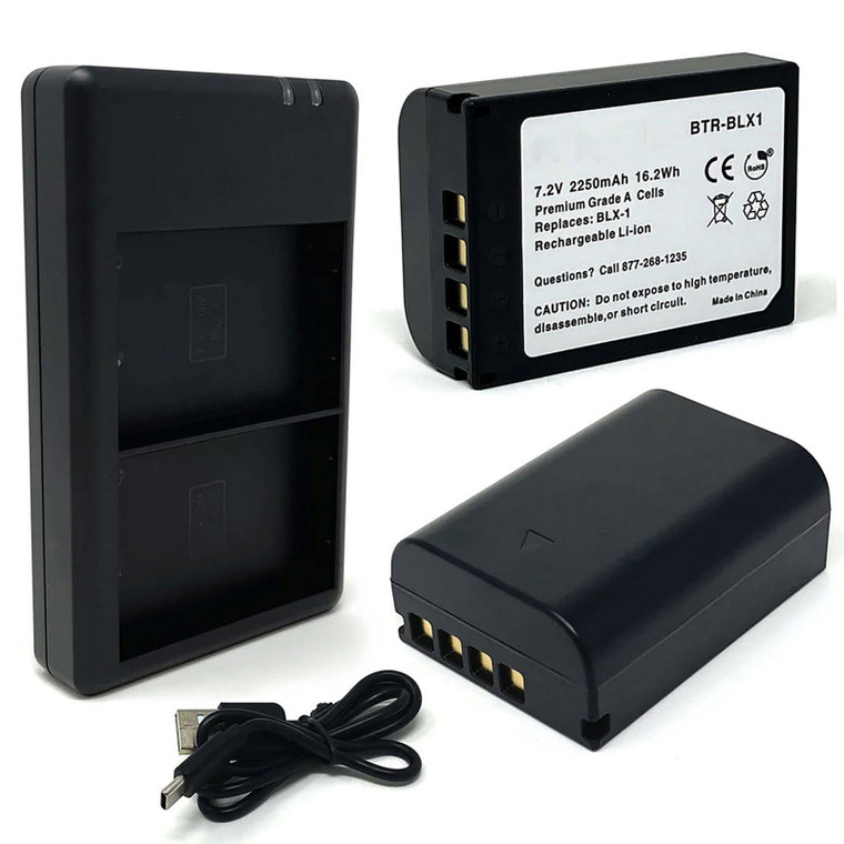 Replacement Battery Kit for Olympus OM SYSTEM OM1 MKII (2-Pack, 2250mAh) + Dual USB Charger