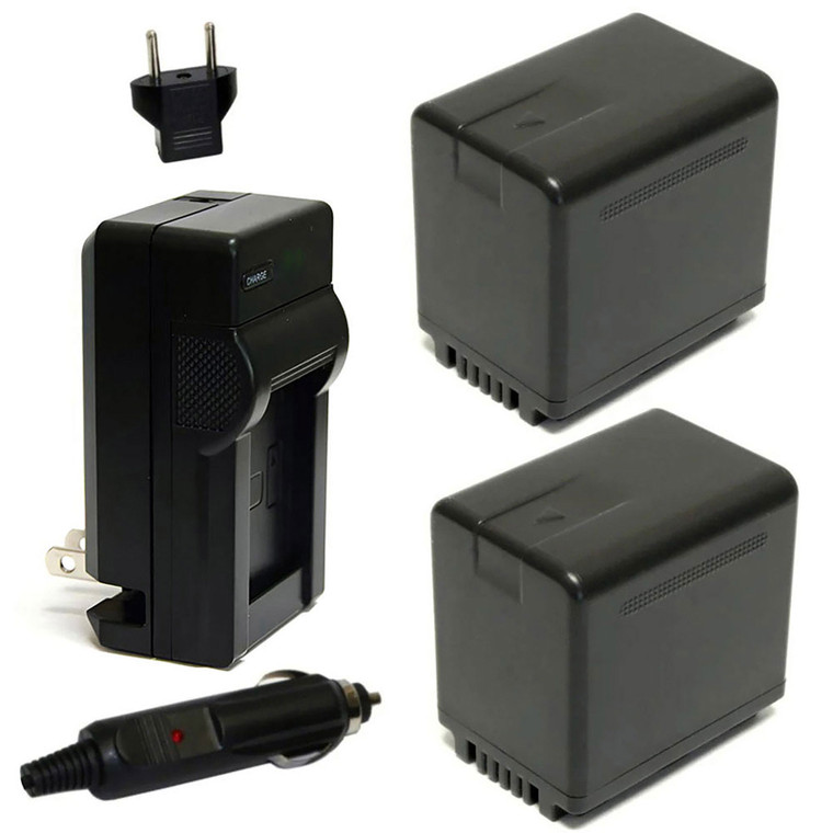 Replacement Battery Kit for Panasonic HC-V510 (2-Pack, 3880mAh) + Charger with EU Plug & 12V Car Adapter