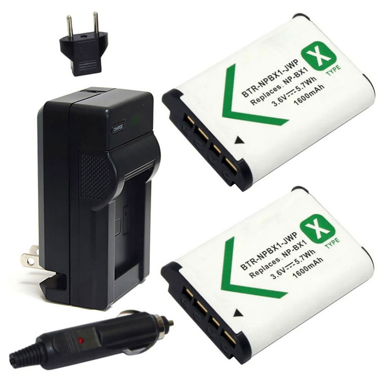 Replacement Battery Kit for Sony ZV1M2B (2-Pack, 1600mAh) + Charger & Car Adapter