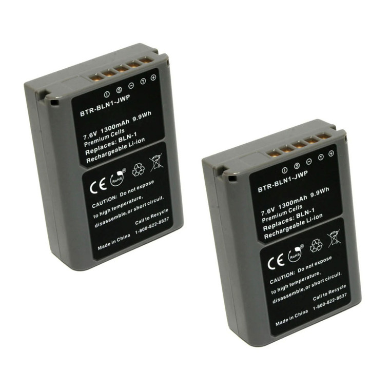 Replacement Battery (2-Pack) for Olympus OM-D E-M1 (1300mAh)