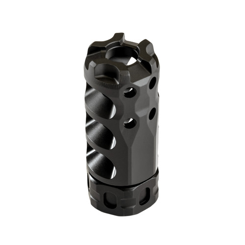 Precision Armament Hypertap Ti. Titanium muzzle brake. Made in USA. Drilled out port holes.