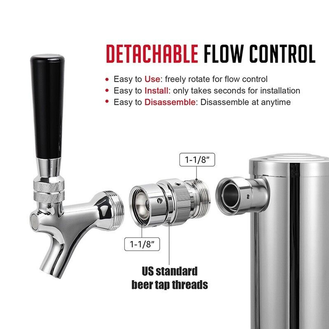 Beer Faucet Control Valve Flow Control Shank Adapter