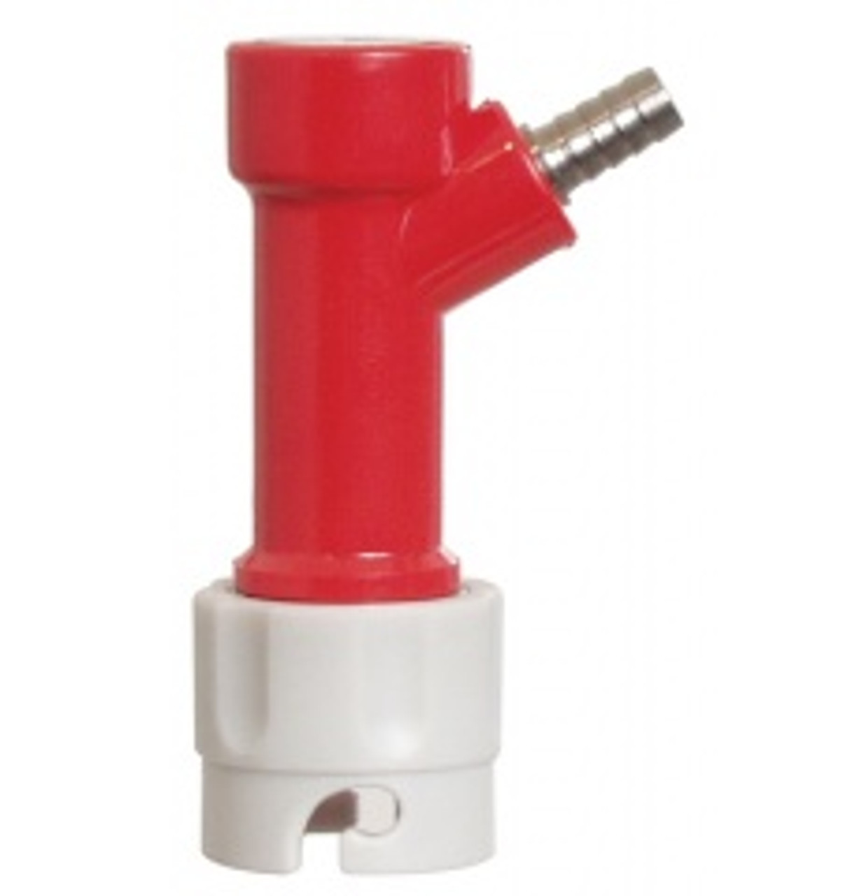 Pin Lock Gas-In quick-disconnect is fitted with a barbed end for easy attachment of your gas line. Gray top and base denote that this unit is used on gas side. 2 pin. 1/4'' barb fitting for easy attachment of gas line.  