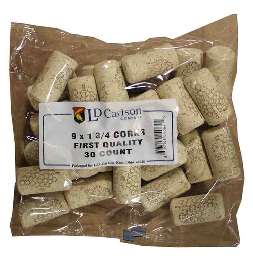 9x1 3/4 First Quality Straight Wine Corks 44 X 23mm 30/Bag