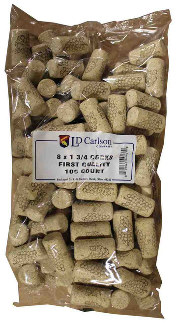 8x1 3/4 First Quality Straight Wine Corks 44 X 22mm 100/Bag