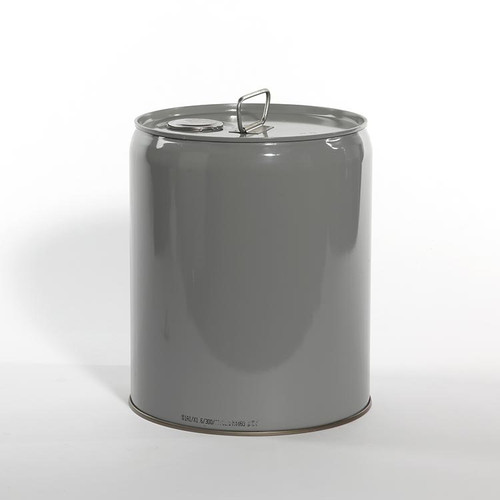 5 Gallon Gray Tight Head Steel Pail, Double Green Phenolic Lining, Rieke Prep, Dust Cap, UN Rated