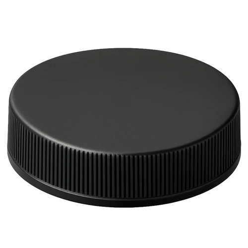 38mm 38-400 Black PP Plastic Matte Top, Ribbed Sides Cap with F217 & SG75 Printed Liner