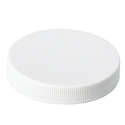 63mm 63-400 White PP Plastic Smooth Top, Ribbed Sides Cap with PS22 Printed Liner