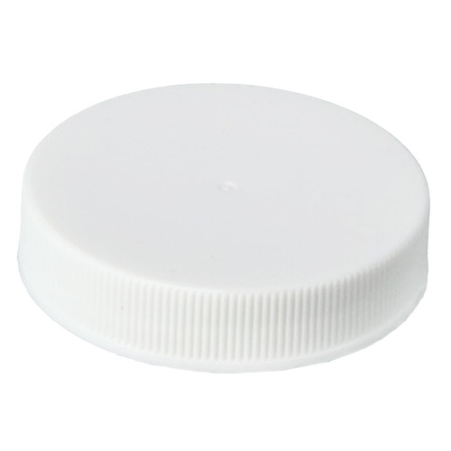 48mm 48-400 White PP Plastic Smooth Top, Ribbed Sides Cap, Unlined