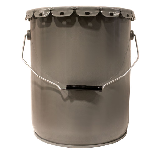 5 Gallon Gray Rust Inhibitor Steel Open Head Pail, Straight Side with 24 Gauge Liner Cover, UN Rated