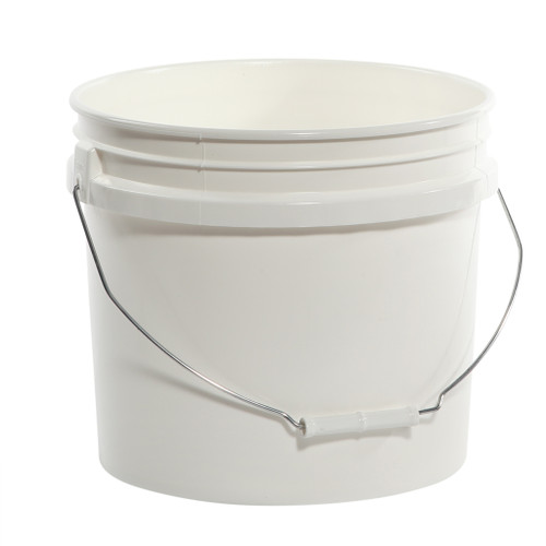 3.5 Gallon White HDPE Plastic Open Head Pail, Inverted, Double Bagged