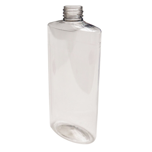 16 oz Clear PET Plastic Ribbed Oval Bottle, 28mm 28-415, 35.6 Gram, 30% PCR