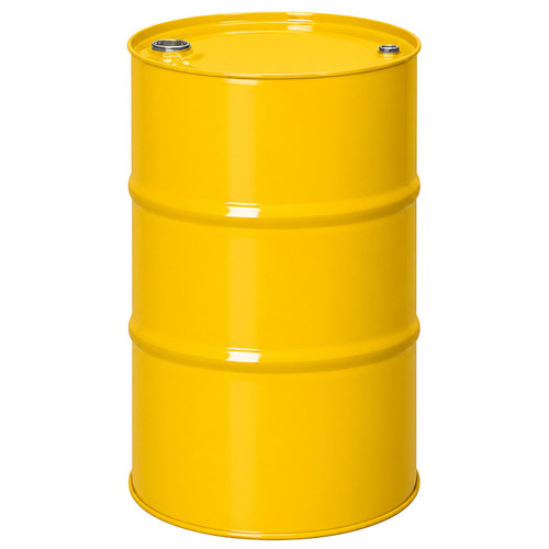 55 Gallon Yellow Steel Tight Head Drum, Yellow Top, 2" & 3/4" Fittings, Buna Gasket, UN Rated