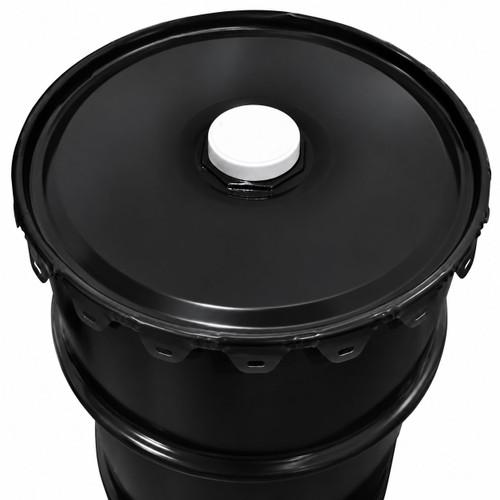 16 Gallon Black Steel Open Head Grease Keg Drum, Rust Inhibited Lining, Black Cover, 2" Fitting, EPDM Gasket, 2" Cap Seal