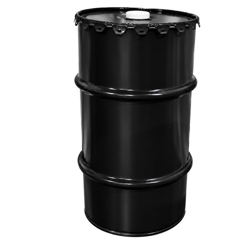 16 Gallon Black Steel Open Head Grease Keg Drum, Rust Inhibited Lining, Black Cover, 2" Fitting, EPDM Gasket, 2" Cap Seal