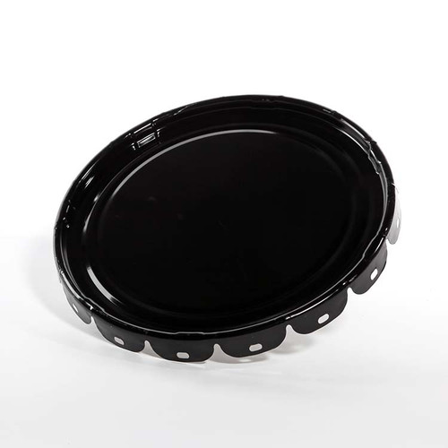 2.5-7 Gallon Black Steel Pail Cover, No Fitting, Flow in Gasket, 29 Gauge