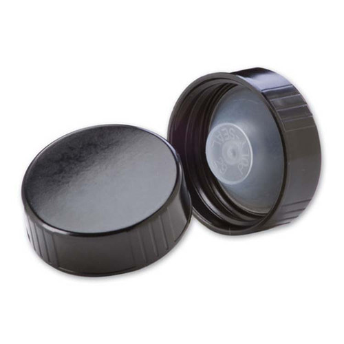 32 oz Flint Glass Boston Round Bottle, 33mm 33-400 w/ Attached Black Phenolic Cap