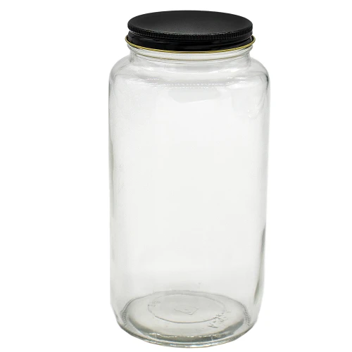 16 oz Flint Glass Mayo Jar, 63mm 63-400, 12x1 with Black PALF Cap