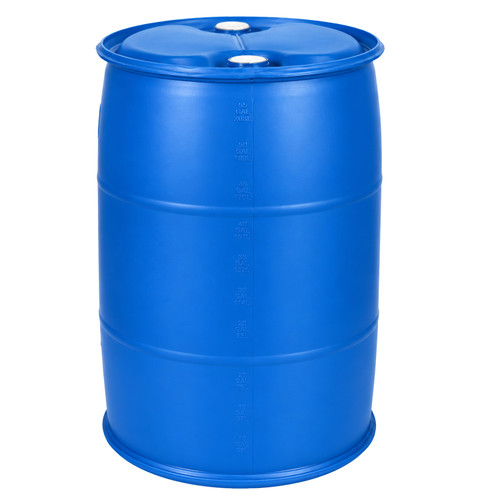 55 Gallon Blue HDPE Plastic Tight Head Drum, (2) 2" Fittings, Top and Bottom Chimes, UN Rated
