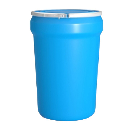 30 Gallon Blue Plastic Nestable Open Head Drum, Lever Lock  Ring, UN Rated