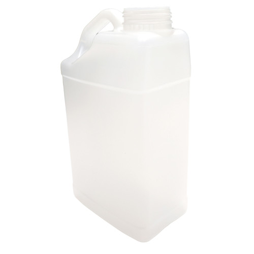 5 Liter Natural HDPE Plastic Slant Handle F-Style Bottle, 63mm, Tamper Evident, ABO
