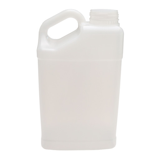 5 Liter Natural HDPE Plastic Slant Handle F-Style Bottle, 63mm, Tamper Evident, ABO