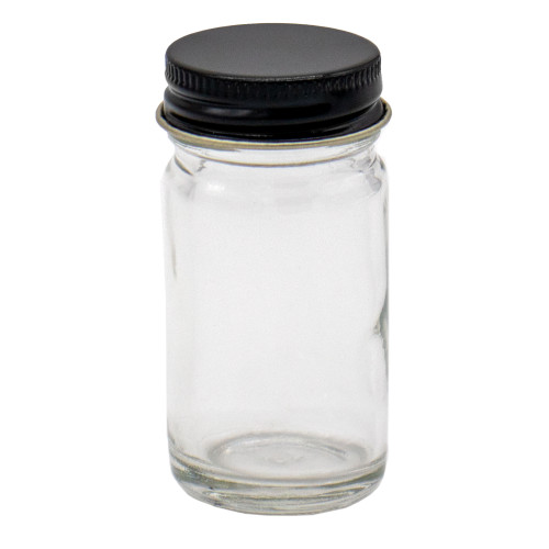 1 oz Flint Glass AC Jar, 33mm 33-400 with Black PALF Cap Attached