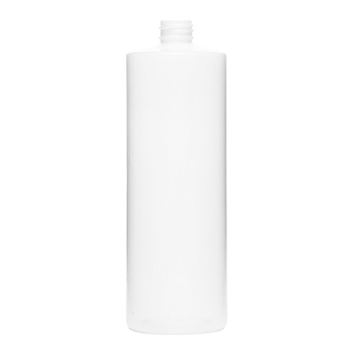 32 oz Natural HDPE Plastic Cylinder Bottle, 28mm 28-400, 52 Gram, Flame Treated, Fluorinated Level 9