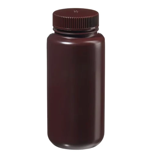 500 mil Amber HDPE Plastic Wide Mouth Bottle, 53mm 53-415, Cap Included