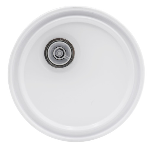 2.5-7 Gallon White Steel Pail Lug Cover, Rust Inhibited Lining, 26 Gauge, Rieke Fitting, Flow in Gasket