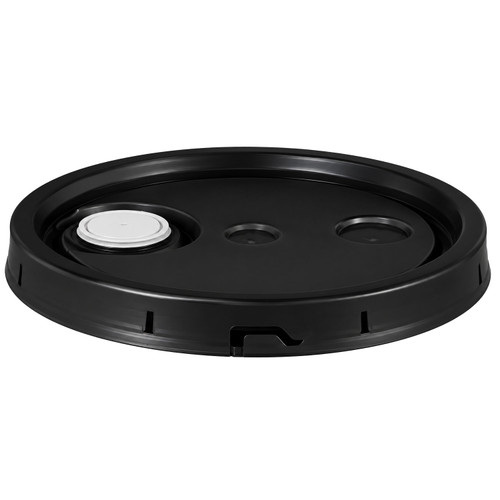 5 Gallon Black HDPE Plastic Tear Tab Pail Cover, 70mm Screw Cap