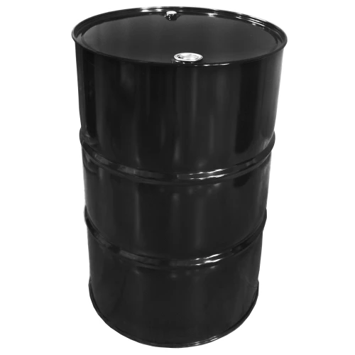 55 Gallon Black Steel Tight Head Drum, Rust Inhibited Lining, Black Cover, 2" & 3/4" TriSure Fitting, UN Rated