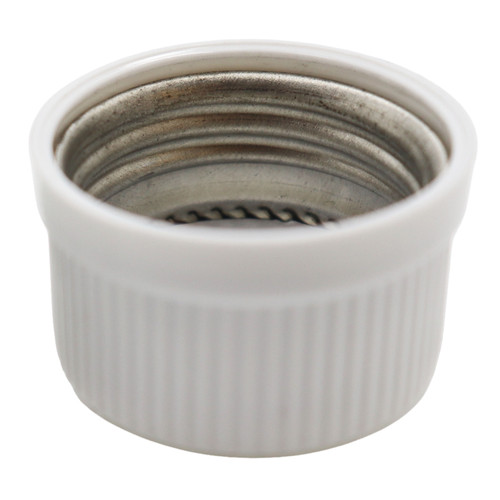 1 1/8" White PE Plastic Child Resistant Cap, Metal Innerseal, .060 F217 Liner