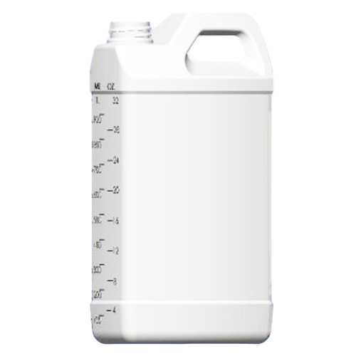 32 oz White HDPE Plastic Solid Handle F-Style Bottle, 28mm 28-400, 67 Gram, w/ View Stripe & Graduations