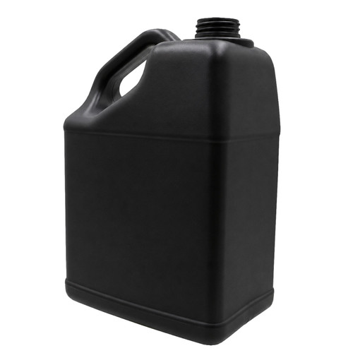 128 oz Black HDPE Plastic Slant Handle F-Style Bottle, 38mm 38-400, 160 Gram