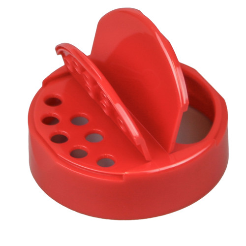 63mm 63-485 Red PP Plastic Dual Flapper Cap, .200 Pour, Unlined